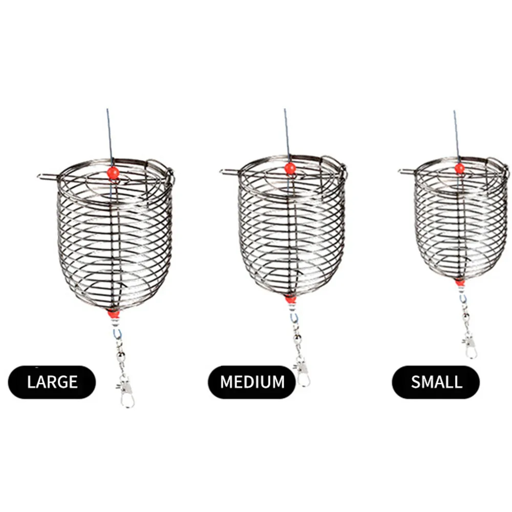 

1PC Stainless Steel Fishing Lure Cage S/M/L Baits Cage Fishing Trap with Round Bottom Basket Serves Holder Fishing Tackle