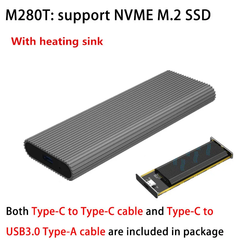 M280TC-A.C-C-Grey Blueendless портативный SSD m.2 корпус Поддержка pcie NVME/NGFF с M ключ/B& M ключ SSD Тип C 3,1 дизайн твердого диска охлаждения - Цвет: M280TC-A.C-C-Grey