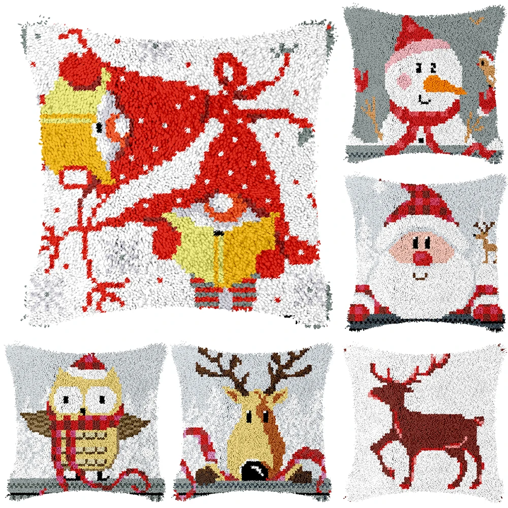 

Незаконченная вязаная крючком предродительная ткань Цветная Печать художественные наборы защелка крючок Подушка Санта Клаус Набор для тв...