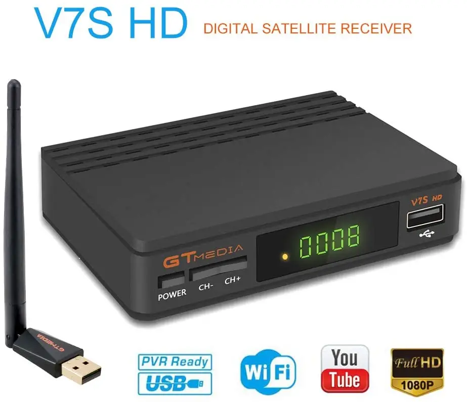 GT Media V7s HD DVB S2 Freesat V7 спутниковый ресивер декодер обновление с USB WiFi FTA 1080P Full
