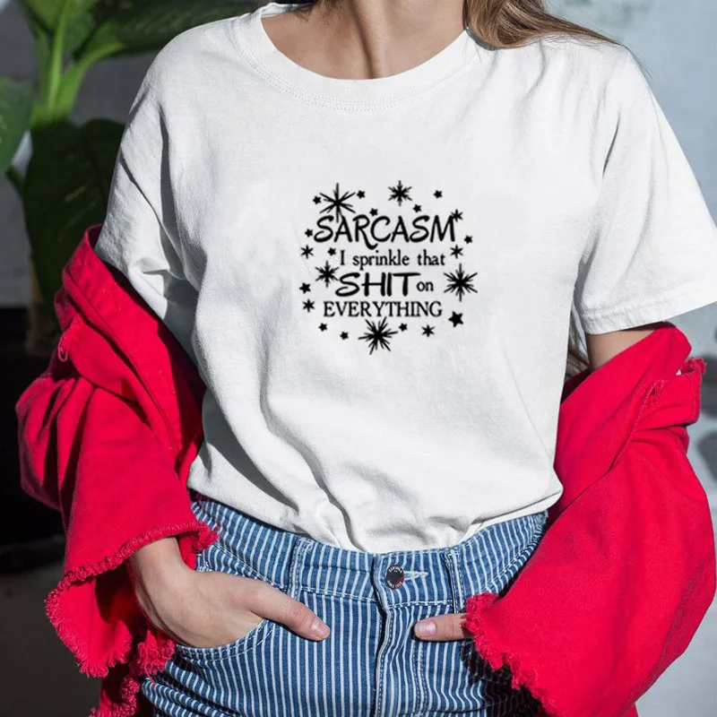 Sarcasm I Sprinkle That Shit on Everything футболка женская летняя с коротким рукавом и круглым