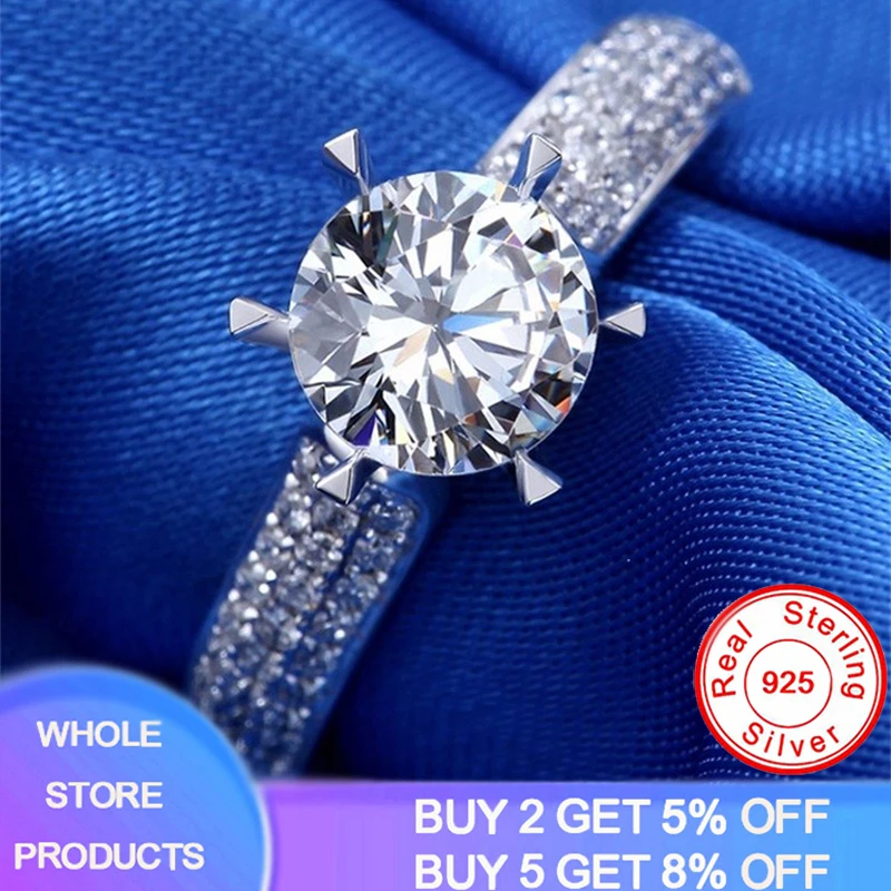 

YANHUI New Brand Design Fashion Charm Sparkling Ten Hearts Clear Zircon Finger Silver Rings For Women Wedding Engagement Jewelry