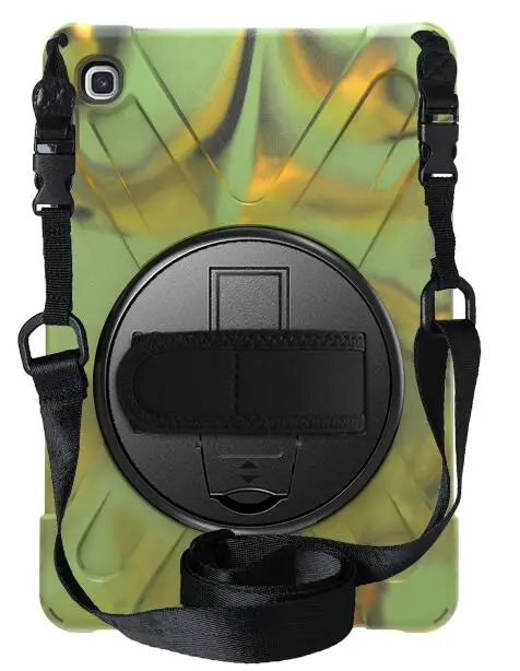 Camouflage Чехол для Samsung Galaxy Tab A 10,1 чехол T510 T515 планшет, детский безопасный сверхмощный вращающийся ремешок/подставка+ плечевой ремень - Цвет: Camouflage