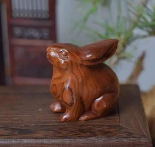 Китайский Старый Самшит ручной работы резьба кролик NETSUKE
