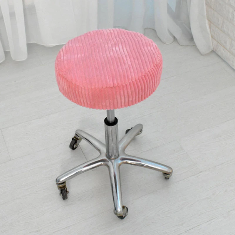 Плюшевый круглый чехол на стул однотонный эластичный бархатный сиденье для дома