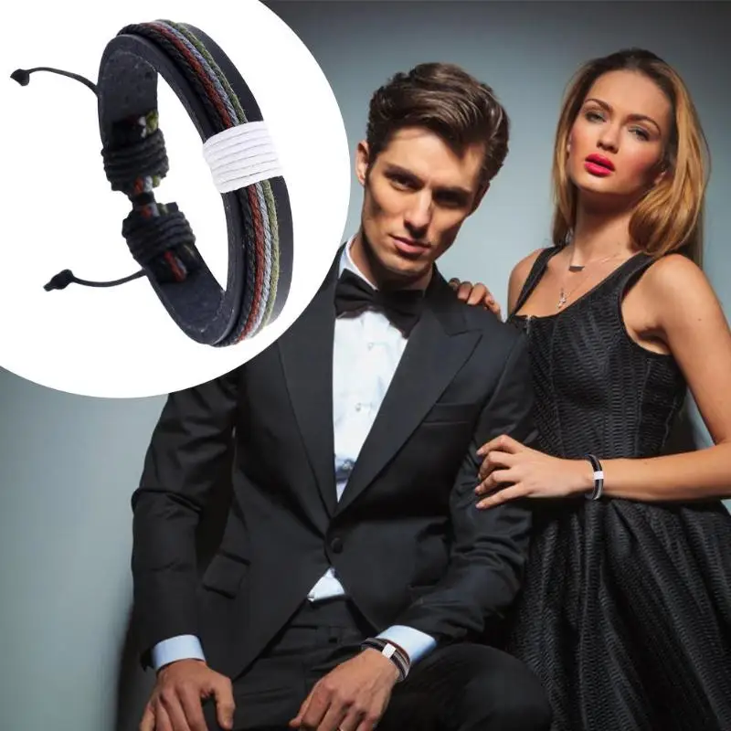 Красочный плетеный веревочный браслет ретро из искусственной кожи браслеты