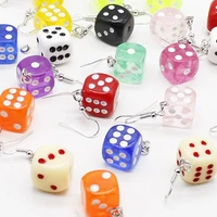 fun 3d dice pendant earring tassel casino women candy color personality fun jewelry gift