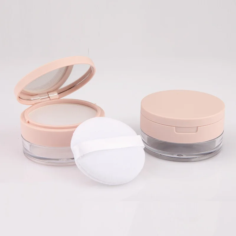 25 pcs/lot 20 g Loose Powder Jar with Mirror Plastic Pink Cosmetic Packaging Refillable Big Sifter Empty Loose Powder Container