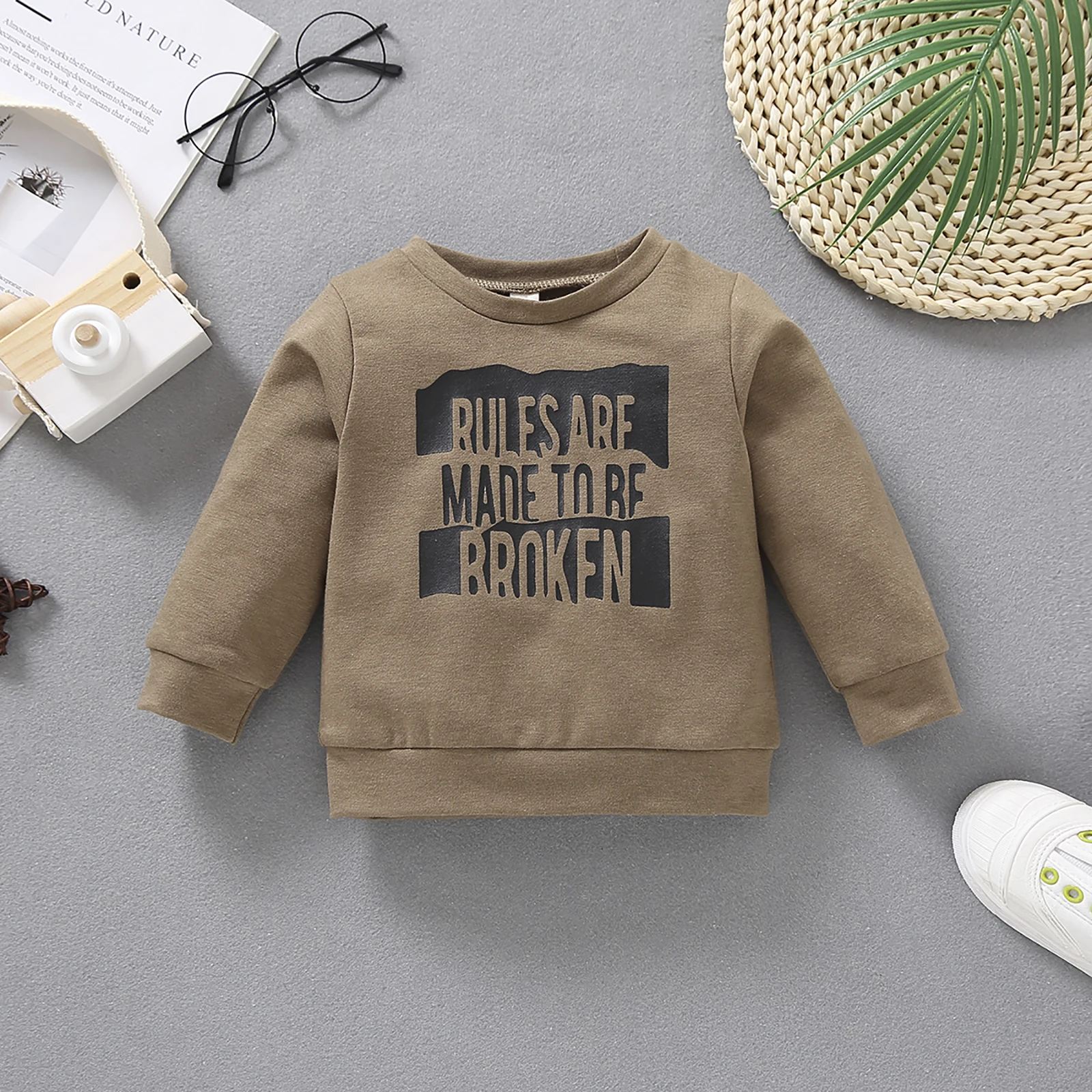 New Baby's Sweatshirts Letter Print Round Neck Long Sleeve Top Infant Baby Boys Girls Casual Hoodie for Birthday Party 3-24M