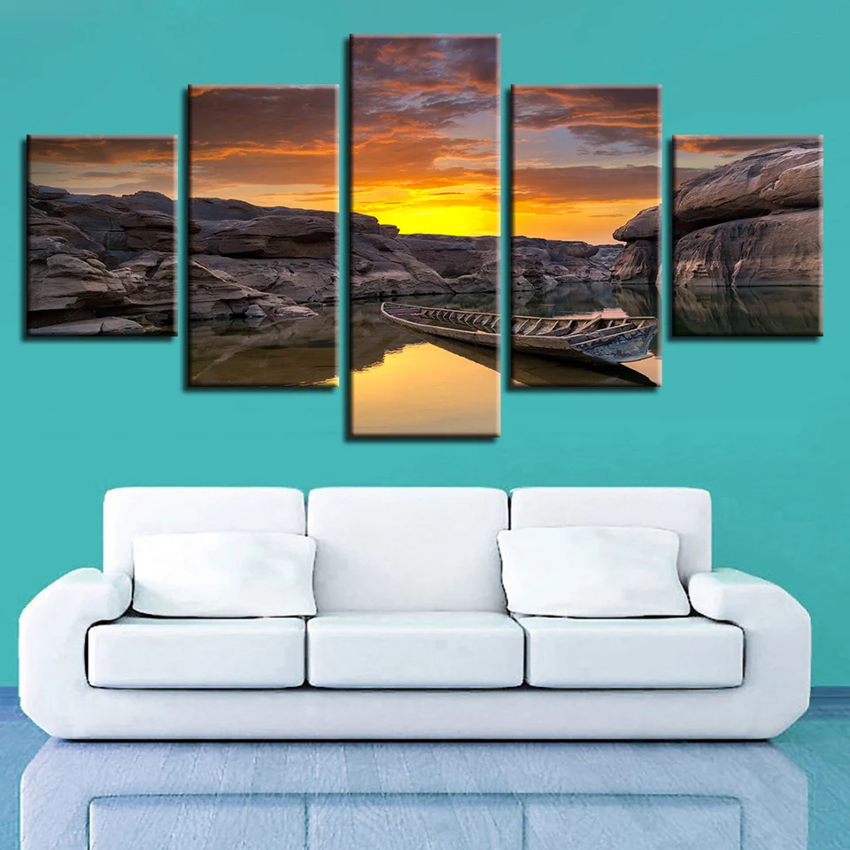 Пейзаж небо облако звезда горная река воздушный шар 5 шт. настенные картины для