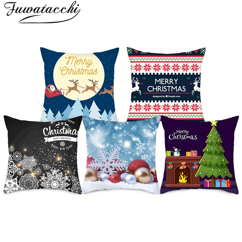 Чехол для подушки Fuwatacchi с животными из мультфильмов рождественские украшения