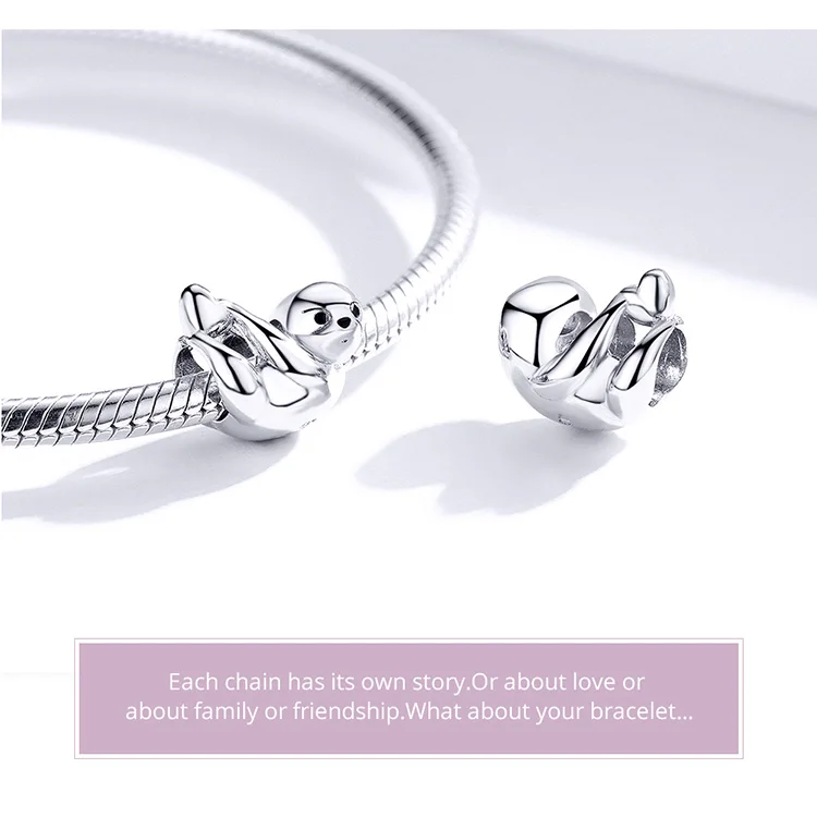 Fit Pandora браслет серебро 925 CZ Лебедь петух бусины S925 Красная эмаль деньги кот Ленивец украшения в виде слонов для изготовления ювелирных изделий