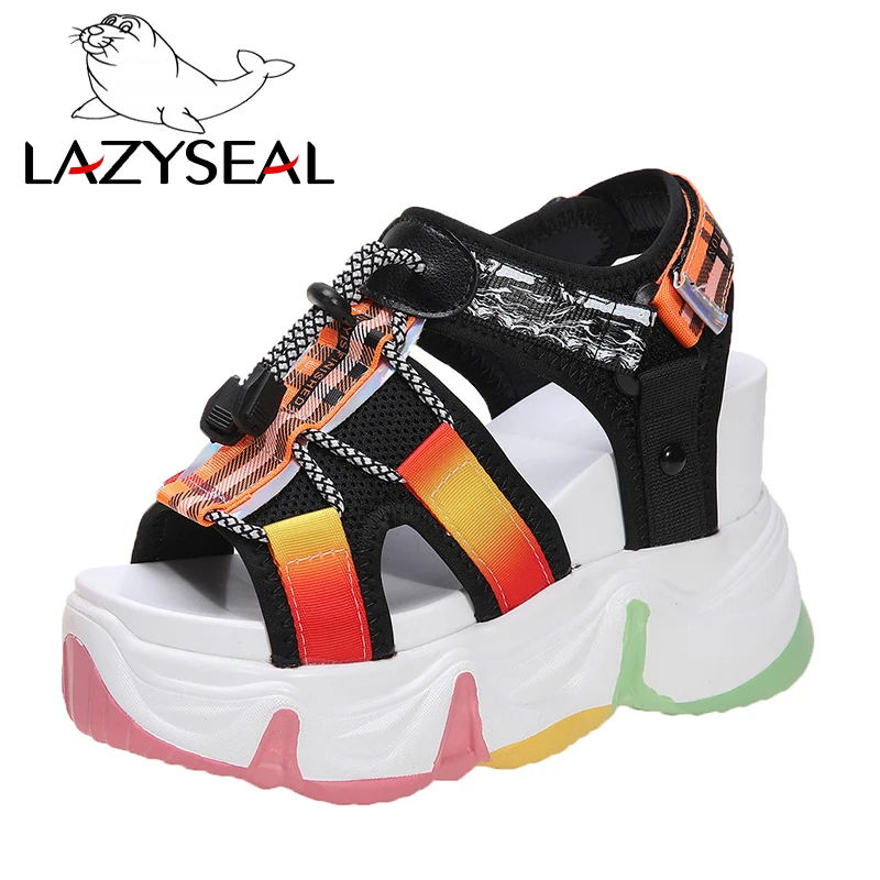 Сандалии LazySeal женские на платформе и каблуке 10 см пикантные босоножки толстой