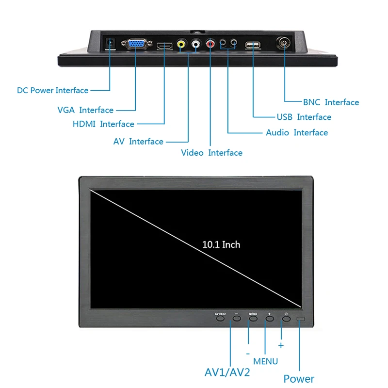 10,1 дюймов 1366x768 портативный монитор для PS3/PS4 XBOX360 Raspberry Pi Windows 7 8 10 система видеонаблюдения с VGA HDMI BNC USB входом