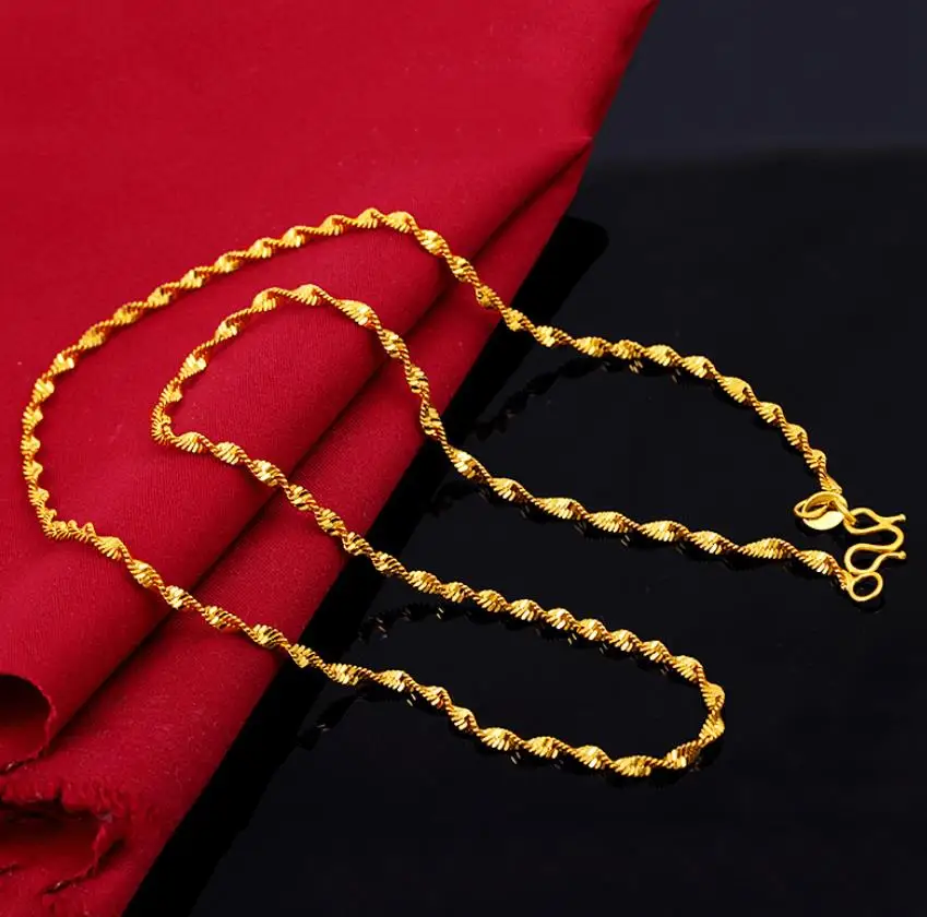 Ограниченное предложение Женская позолоченная цепочка 24 к в коробке с волнистой