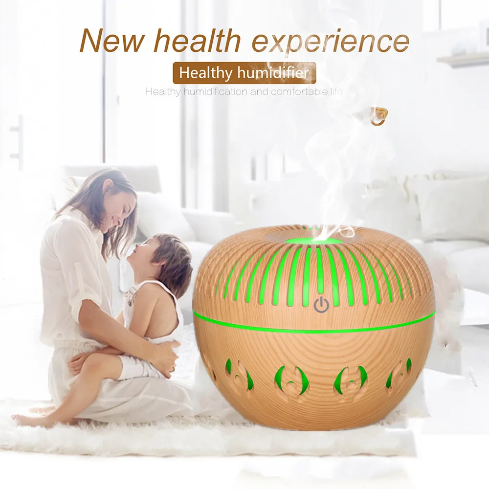 

Electric Humidifier Essential Aroma Oil Diffuser Ultrasonic Wood Grain Air Humidifier USB Mini Mist Maker LED Light For