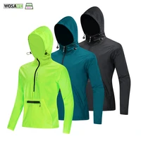wosawe men windproof cycling jackets hooded riding waterproof cycle clothing bike long sleeve jerseys reflective wind coat