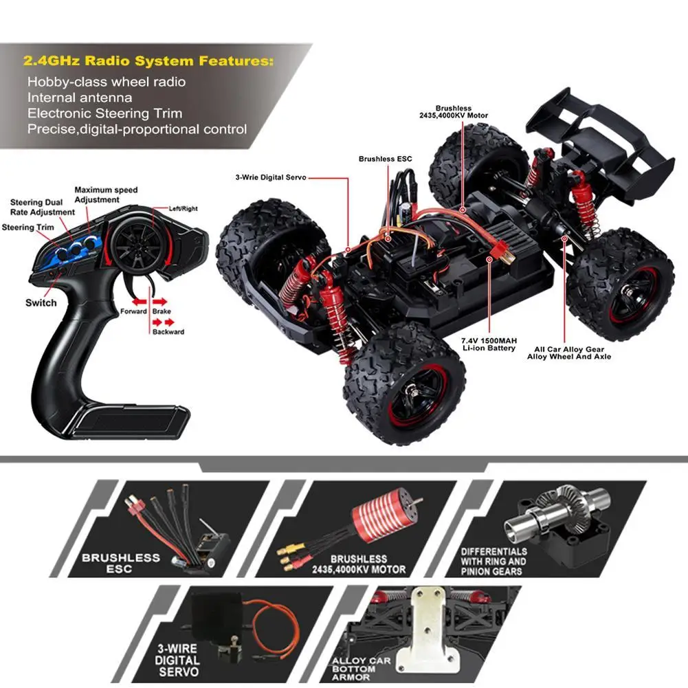 Полноразмерный бесщеточный автомобиль с дистанционным управлением из сплава