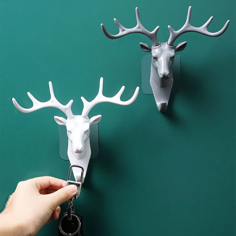 

Waterproof Wall Hanging Hook Vintage Deer Head Antlers for Hanging Clothes Hat Scarf Key Deer Horns Hanger Rack Wall Decoration