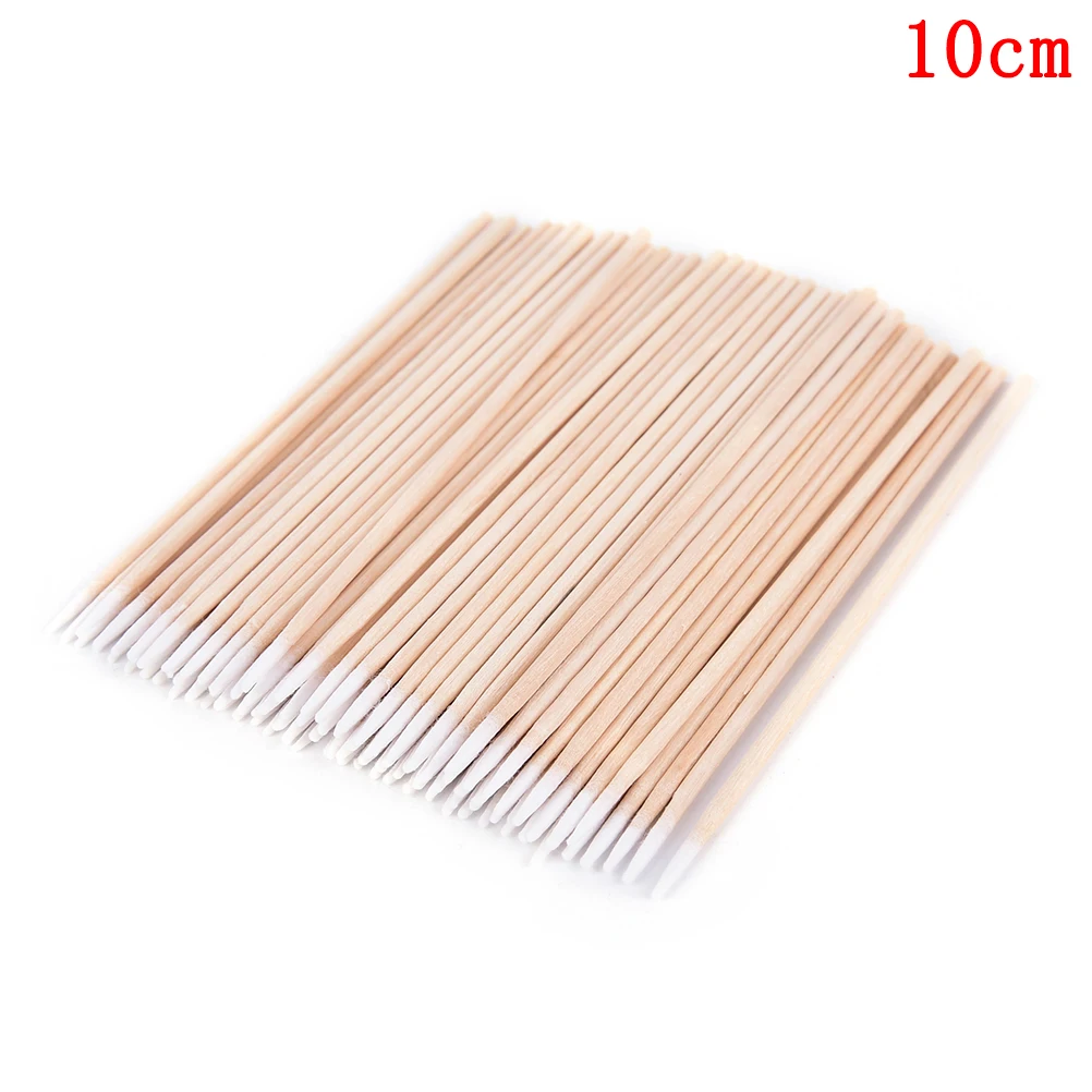 

100Pcs Wood Pointed Tip Head Eyebrow Tattoo Cotton Swab Beauty Makeup Color Nail Seam Disposable Dedicated Dirty Makeup brush