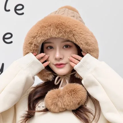 

Imitation rabbit hair knitted hat children's Korean version versatile ear protection face small wool hat autumn and winter cold