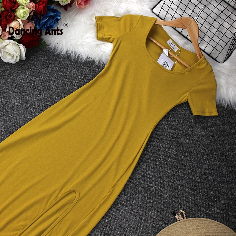 Женское облегающее платье с коротким рукавом круглым вырезом и Боковым