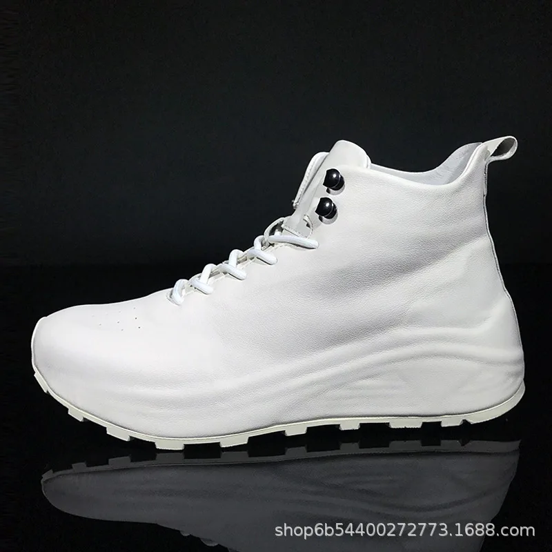 Европейская популярная Осенняя мужская обувь с логотипом кожаная белая