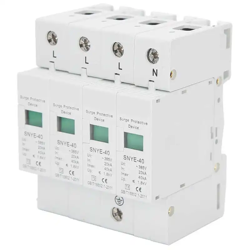 

Surge Protective Device 4P Anti-Thunder Secondary Surge Arrester 385VAC for Automation Control Surge Protector