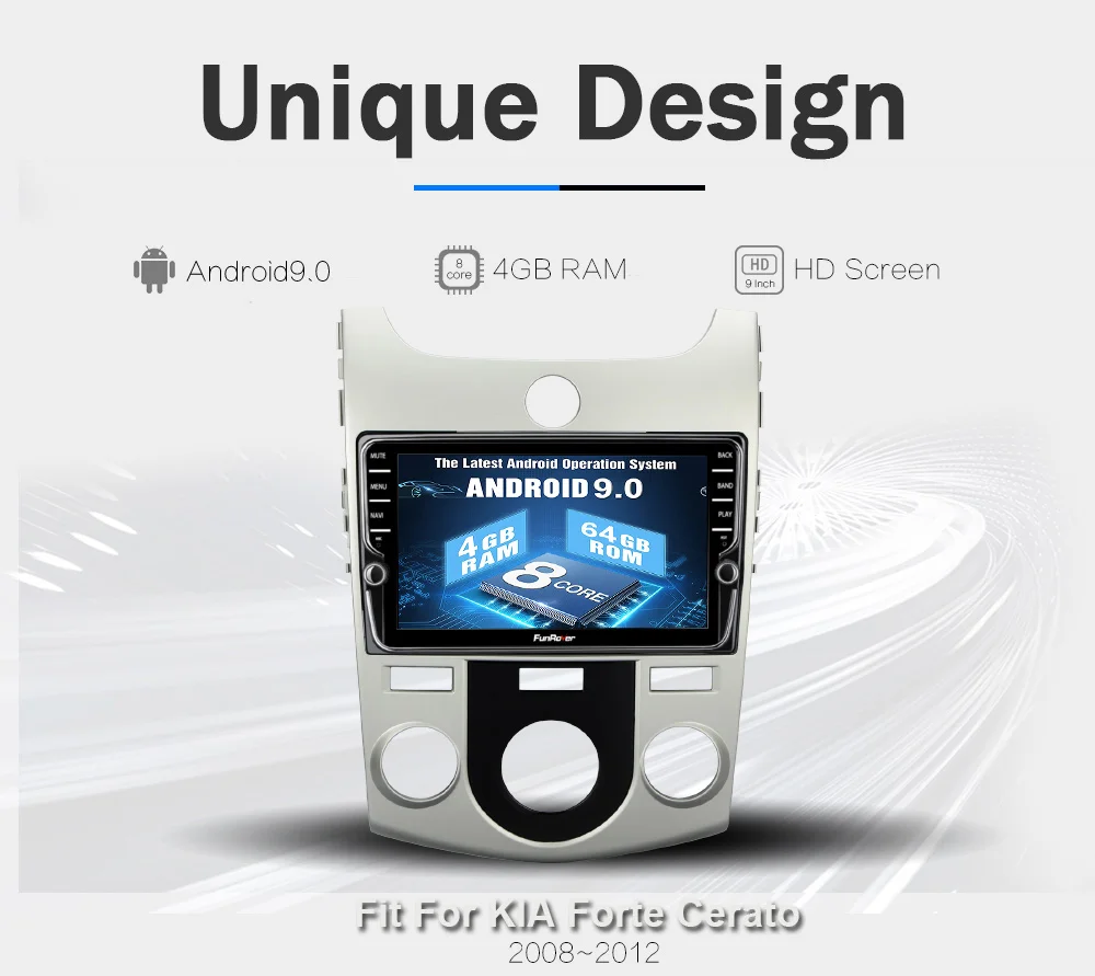 Funrover android 9,0 Восьмиядерный автомобильный dvd мультимедийный плеер для KIA Forte Cerato 2008-2012 радио gps плеер 4G+ 64G Разделенный экран DSP