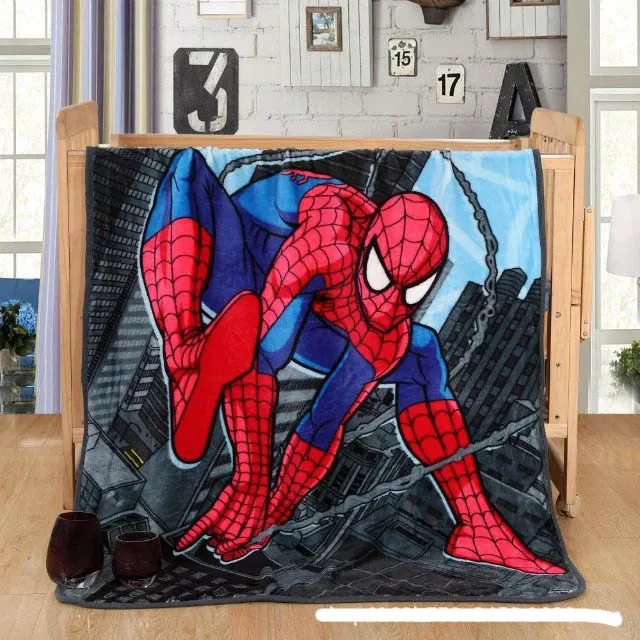 blue spiderman 2 Дисней человек паук мультфильм коралловый флис плюшевое одеяло пледы маленький размер 100x140 см на кроватку самолет для ребенка детский день рождения, день рождение мальчика подарок - Цвет: blue spiderman 2