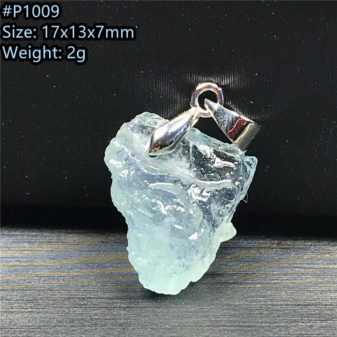 

Top Natural Ocean Blue Aquamarine Stone Necklace Pendant Jewelry For Women Man Healing Lucky Crystal Silver Beads Stone AAAAA