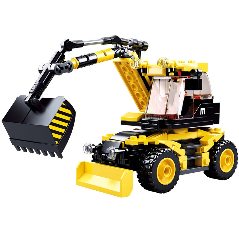 

196PCS+ SLUBAN City Engineering Vehicle Excavator Buliding Blocks ABS Forklift Combination Model DIY Kids Bricks Puzzle Toys