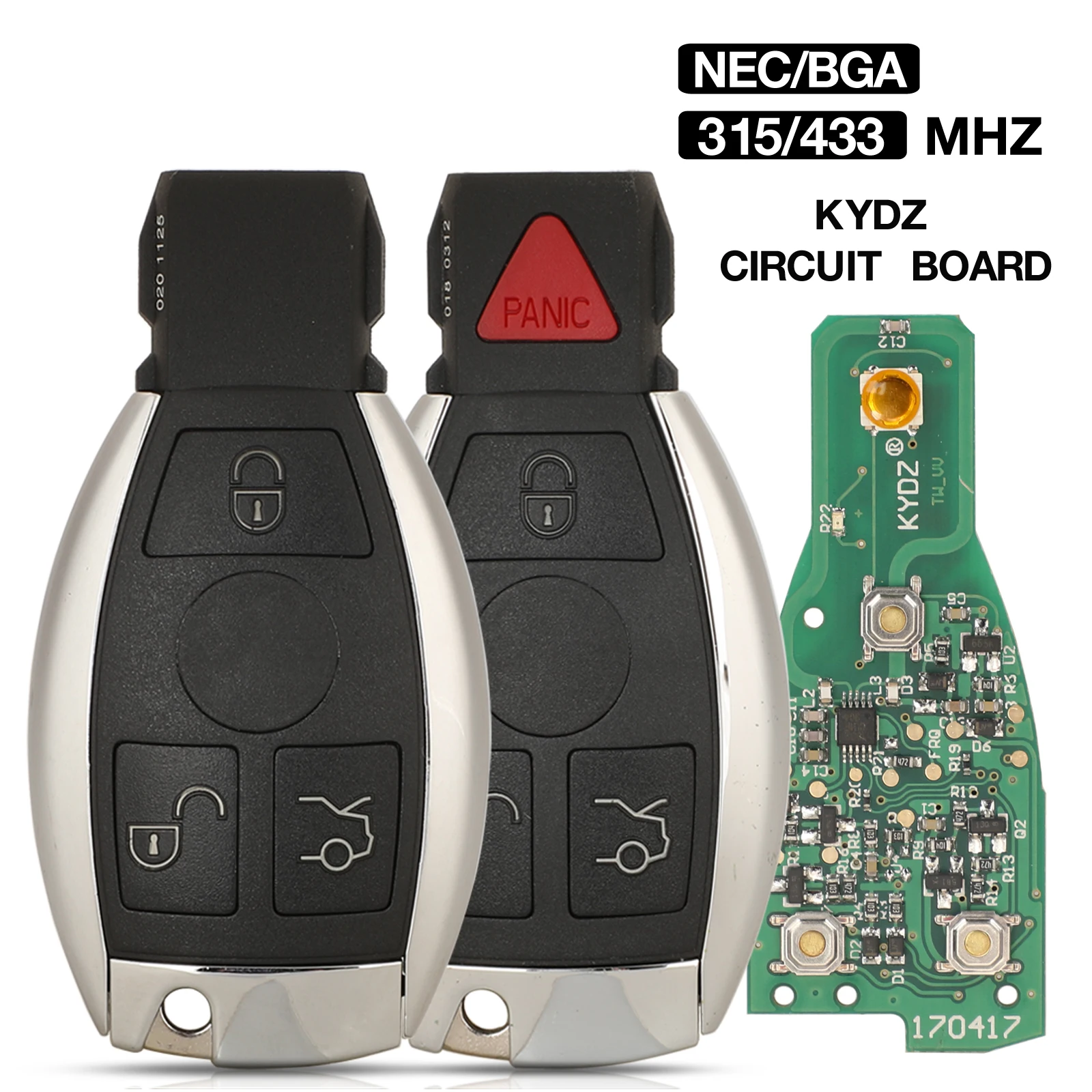 Купи Пульт дистанционного управления jingyuqin 3/4 BTN BGA/NEC 315/433 МГц для Mercedes-Benz W203 W169 W204 W209 W211 W210 W212 W220 W164 KYDZ Board за 1,715 рублей в магазине AliExpress