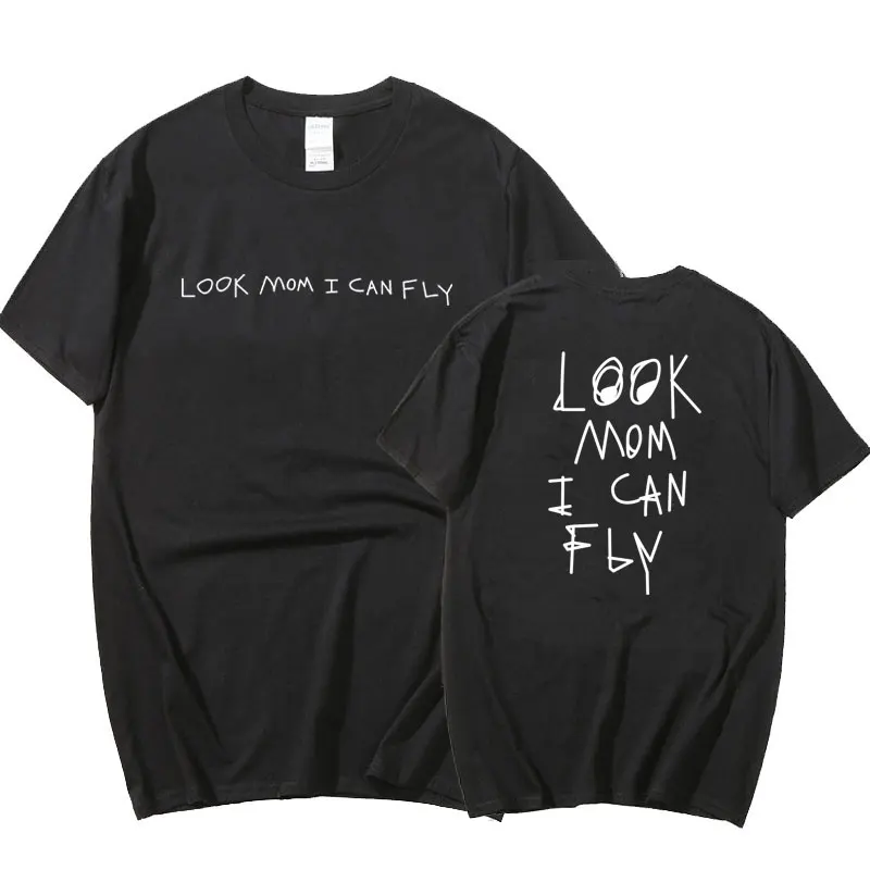 

Men Women T Shirt Travis Scott look mom I can fly Print Hip Hop Couple Lovers T-Shirts men oversized t shirt Harajuku
