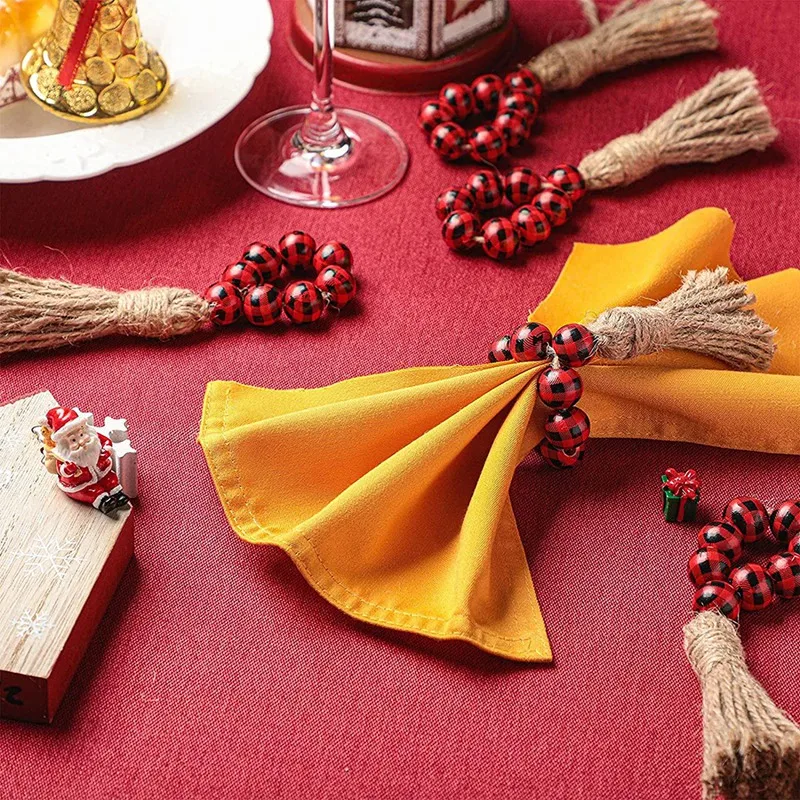 6 шт. деревянные кольца для салфеток с бахромой | Дом и сад