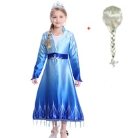 vogueon new elsa 2 dress up for girl blue fancy snow queen elza christmas birthday party costume children wing cape coat clothes