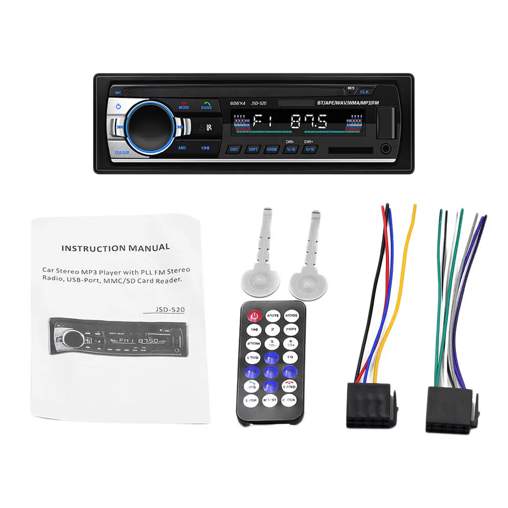 

Bluetooth автомобильный стерео аудио mp3-плеер FM SD USB AUX In- JSD-520