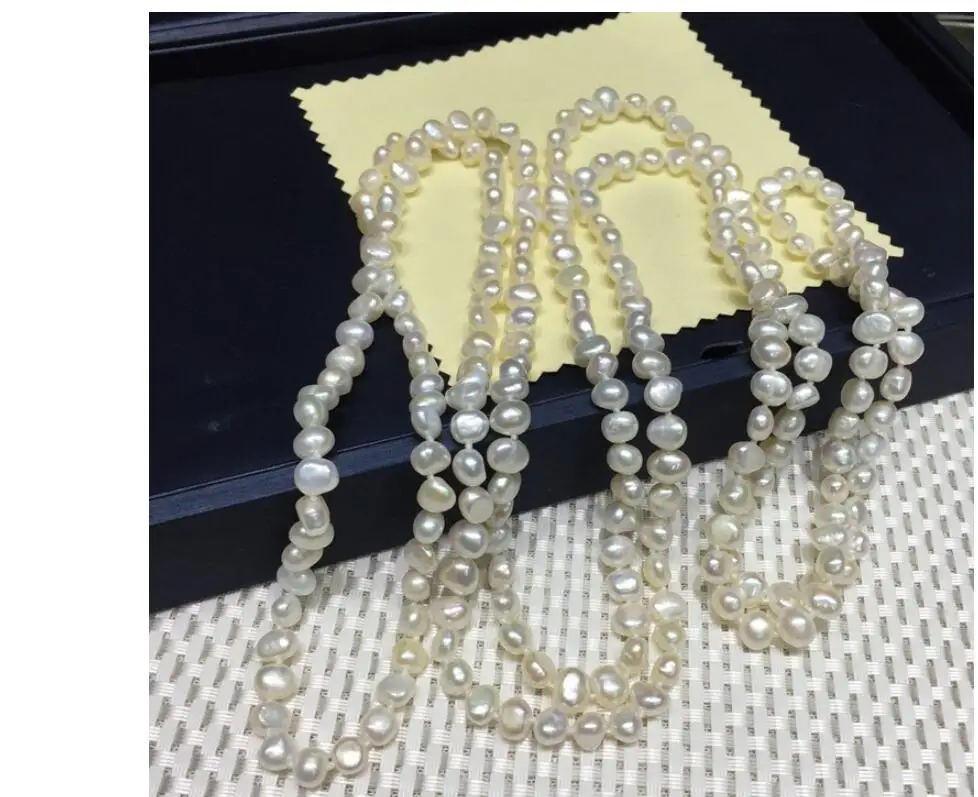 

Natural pearl 80cm 125cm 160cm 200cm 30'' 50'' 78'' white 8x9mm baroque flat freshwater pearl necklace Woman Jewelry