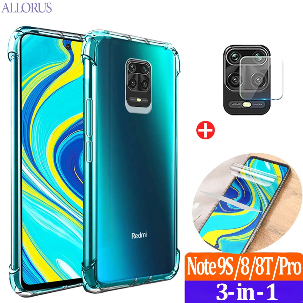 чехлы на редми ноте 9 pro чехол Xiaomi Redmi Note Pro 9T Чехол+Гидрогелевая пленка прозрачные