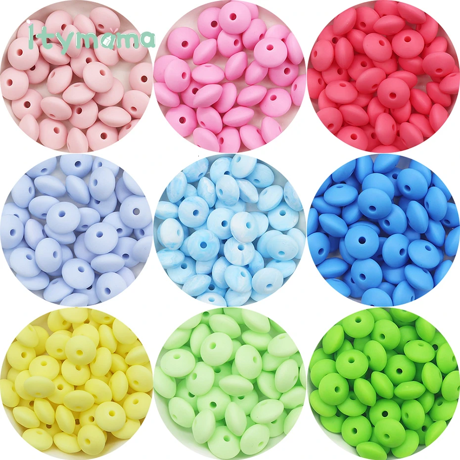 Itymama 60pc Food Grade Silicone Abacus Beads Pearl Silicone Beads DIY Teething Nursing Necklace Pacifier Chain Baby Teether