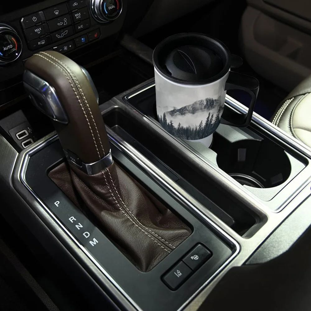 Кофейная кружка для путешествий с изображением горного леса устойчивая к