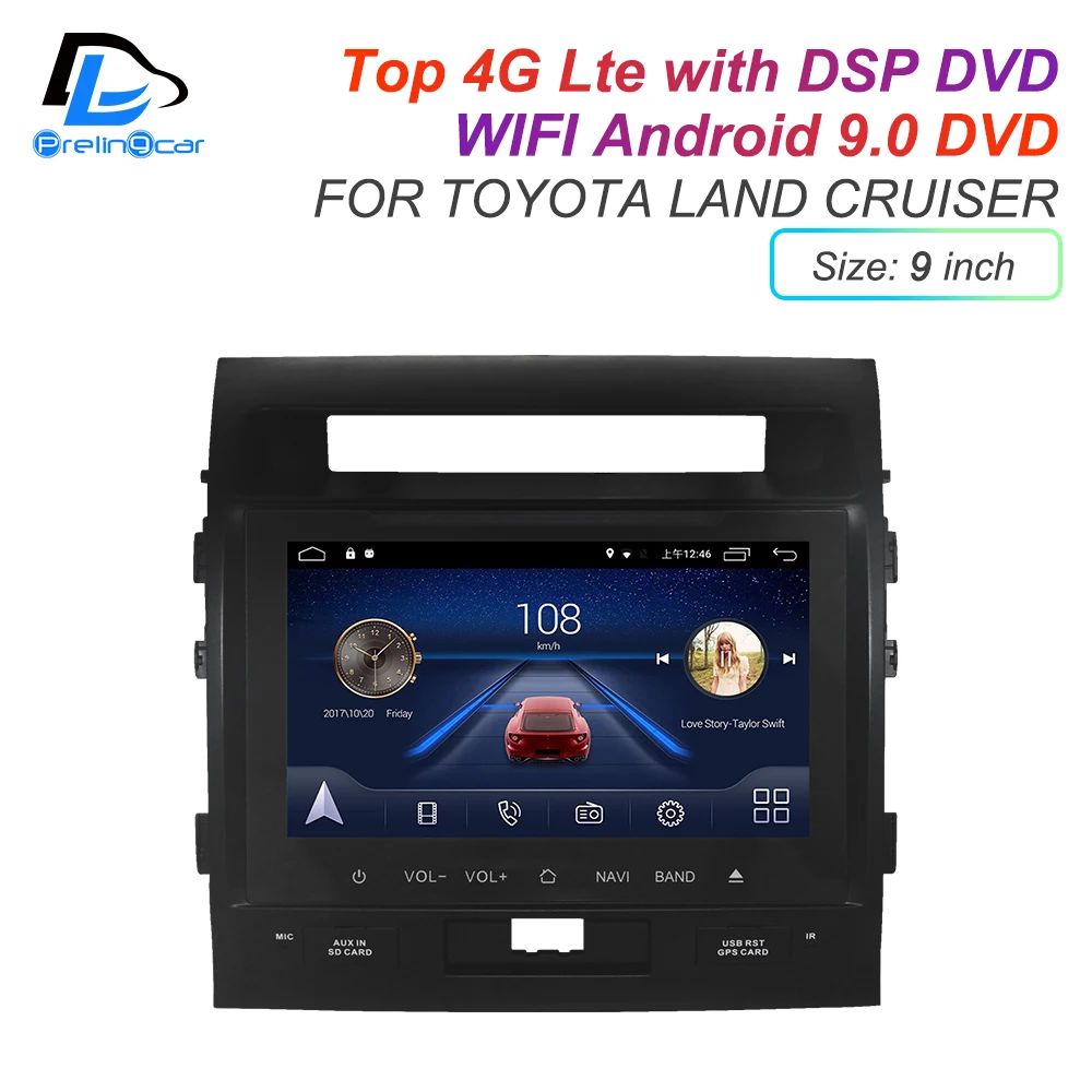 Android 9 0 DSP 4G Lte мультимедийный dvd плеер для TOYOTA Land Cruiser Levin 2014 подголовник монитор