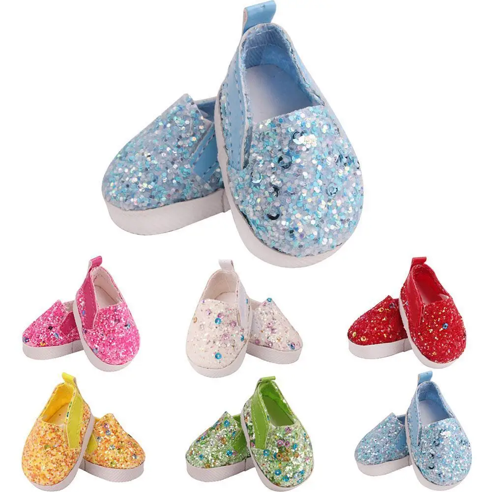 

1pcs Mini Doll Shoes For 14.5 Inches Dolls Sequin Toy Fashion Shoes Toy PU Small Accessories Cute Leather Doll Jewelry Shoe B1Z9