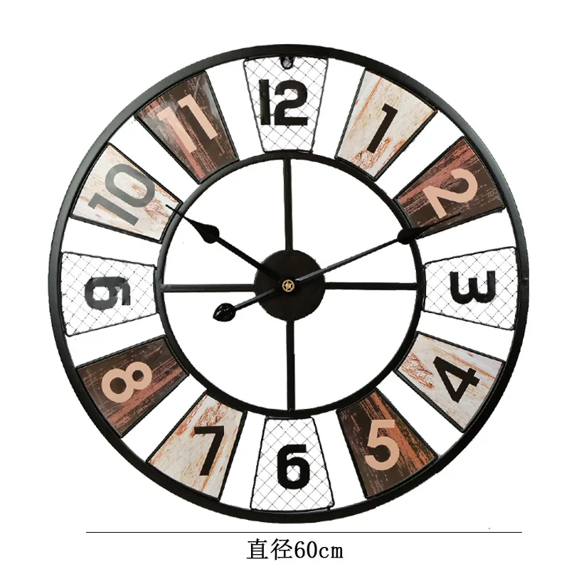 Diameter of 60 cm Home decoration Retro Clock European simple round metal wall hanging clock quartz decoration Watch