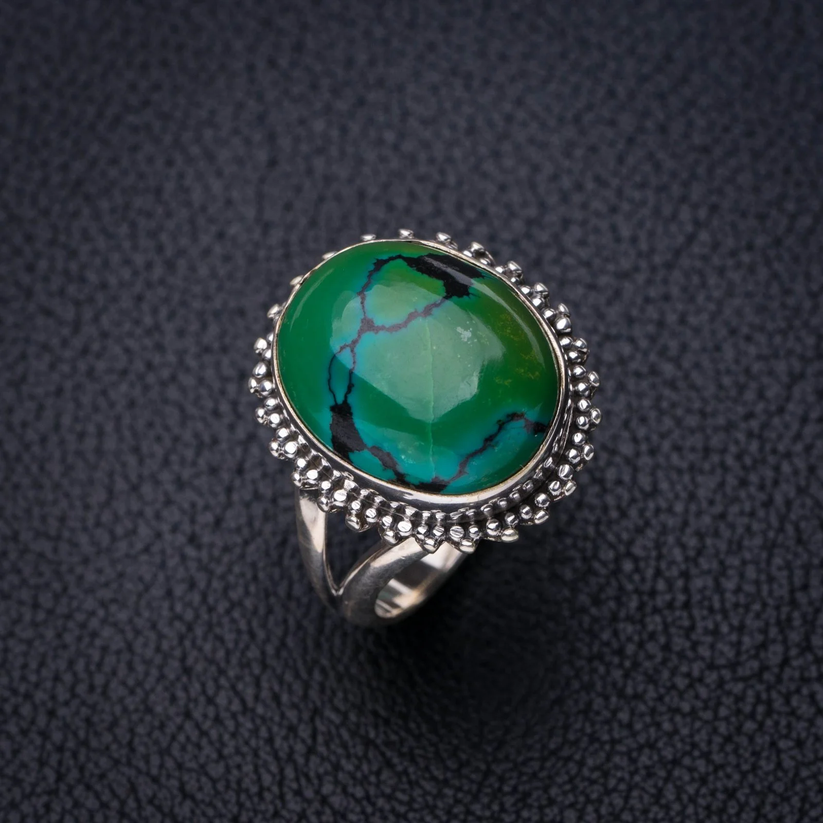 

StarGems Natural Turquoise Handmade 925 Sterling Silver Ring 8.5 E7659