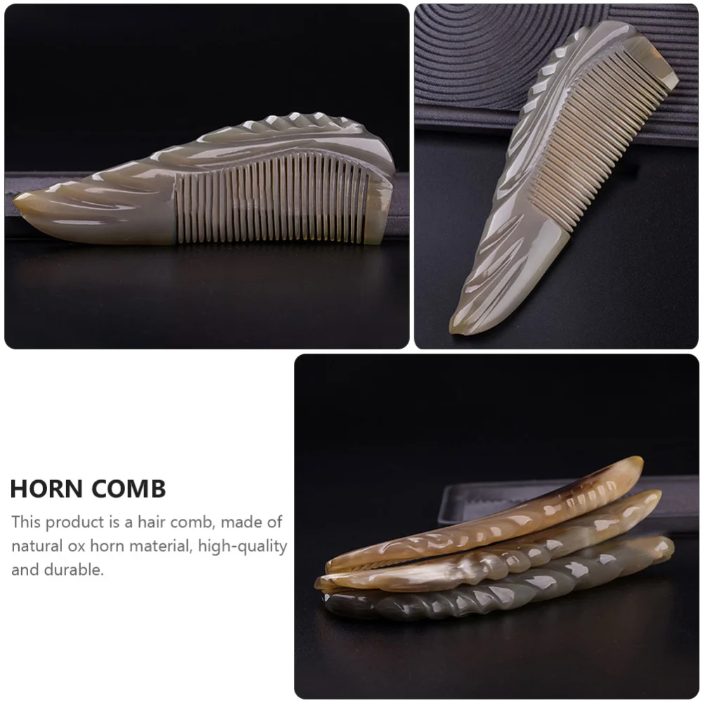 

1pc Natural Yak Horn Fine Tooth Comb Thicken Edge Hair Styling Comb Supply