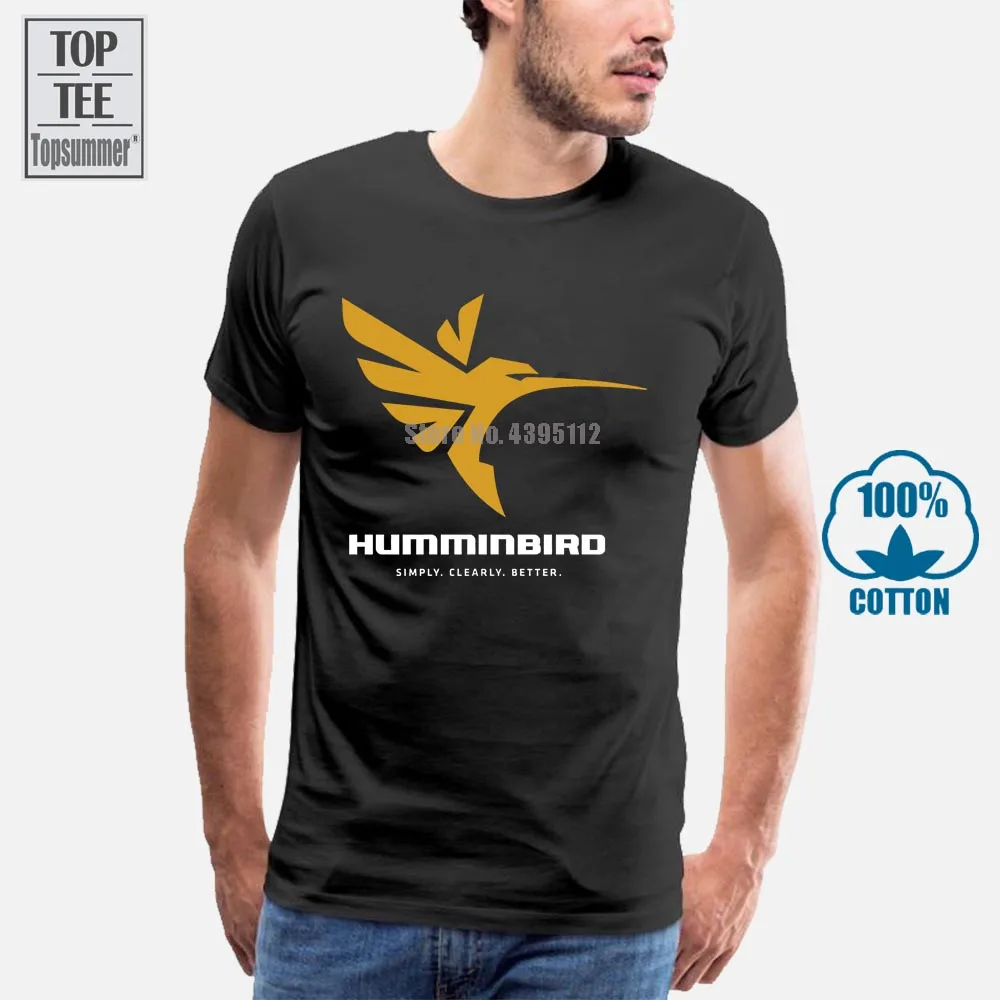 

Fashion Men Cotton T Shirts Humminbird Fish Finder Man Round Neck Tops Black Size S 4Xl(1)