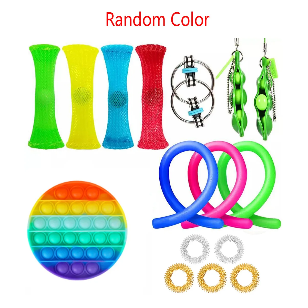 

12/22/24pcs Fidget Toys Finger Figet Spiner Popit Pop It Stretchy Rings Peapod Squeeze Animals Antistress Toy Pack Anti Stress