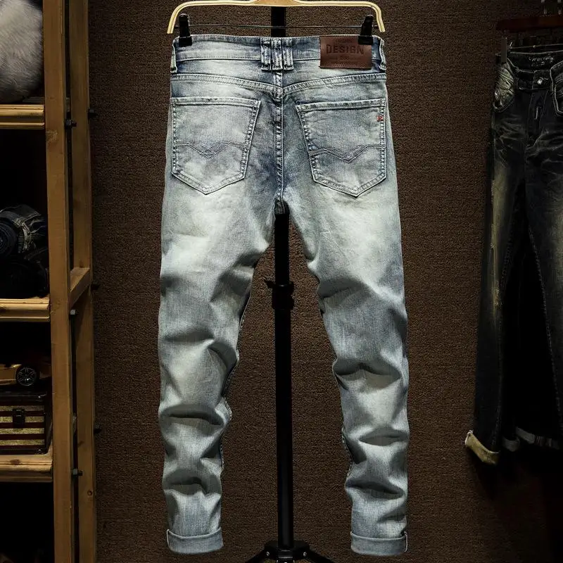 

Men's Classic Denim Pants Straight Fit Trousers Stylish Denim Jeans