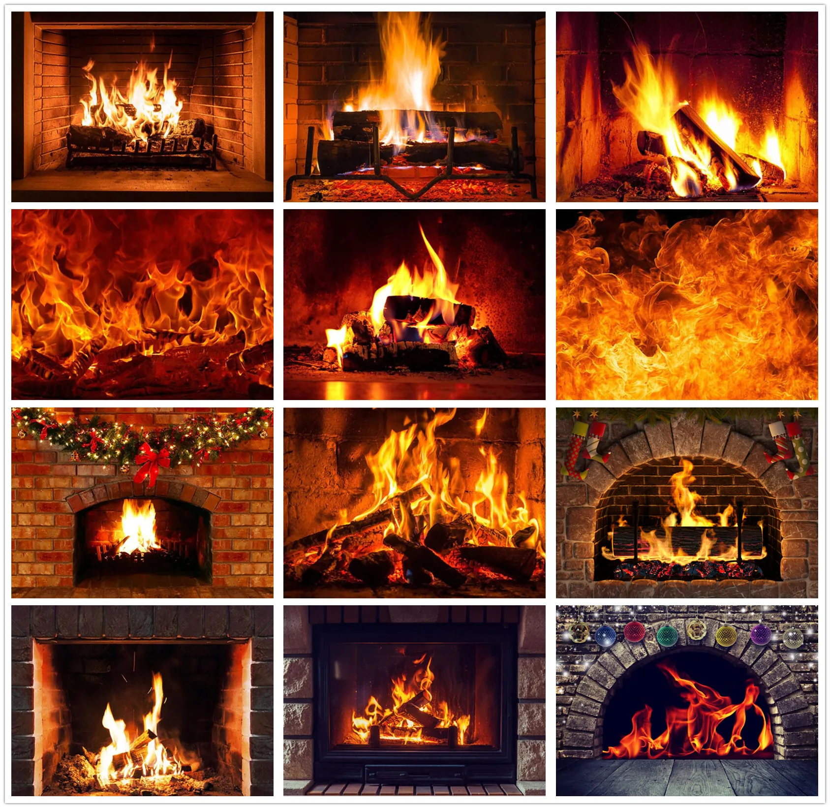 

Фон для фотосъемки HUAYI с изображением зимнего камина, деревянного огня, пламени, кирпича, рождественской вечеринки, фотостудии, реквизит
